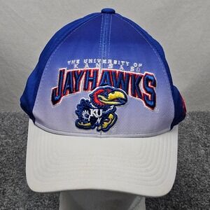 Kansas Jayhawks KU Hat L / XL Blue White Embroidered NCAA College Hoops Adidas
